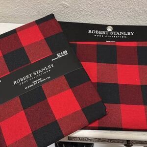 Plaid/ Christmas red and black table skirt and runner